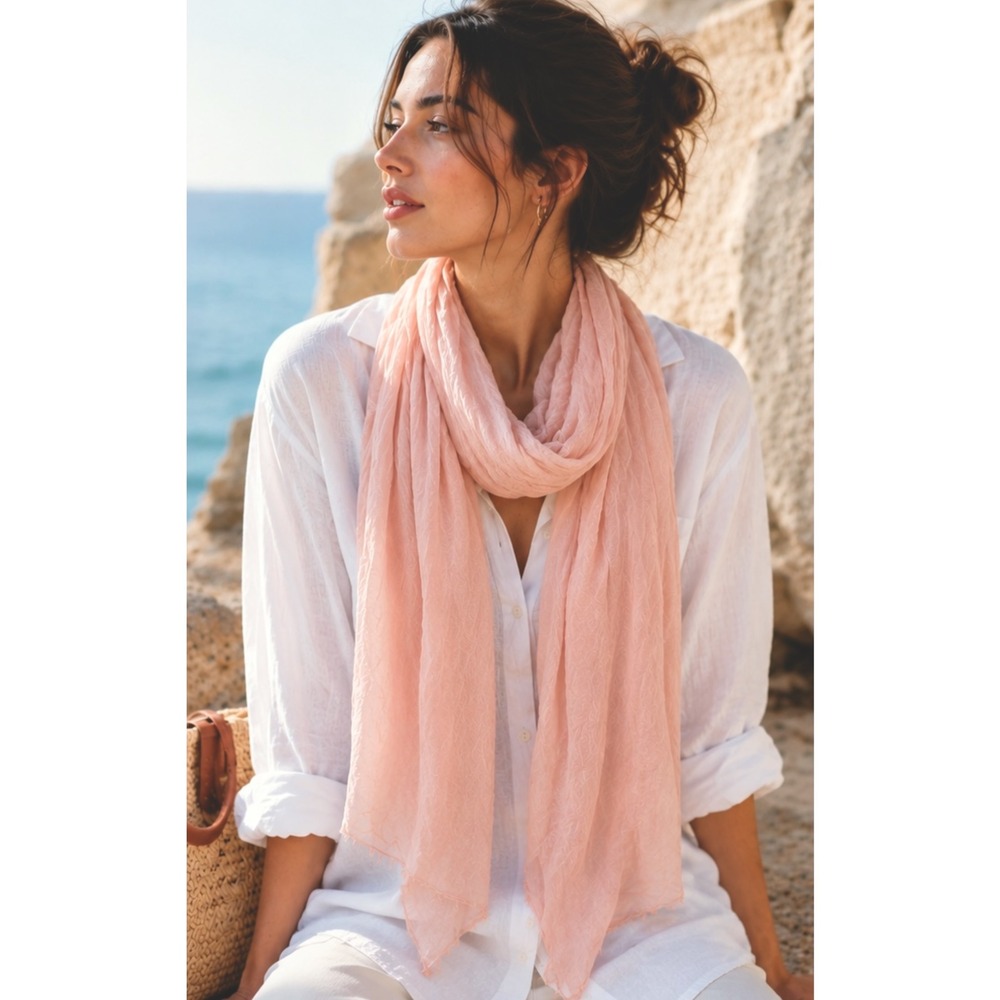 Esprit Blush Pink Lightweight Gauze Scarf Wrap Shawl Boho Minimalist‎